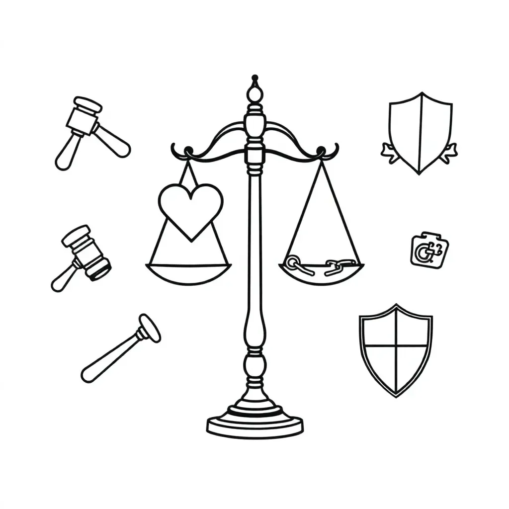 Historical scales of justice illustration