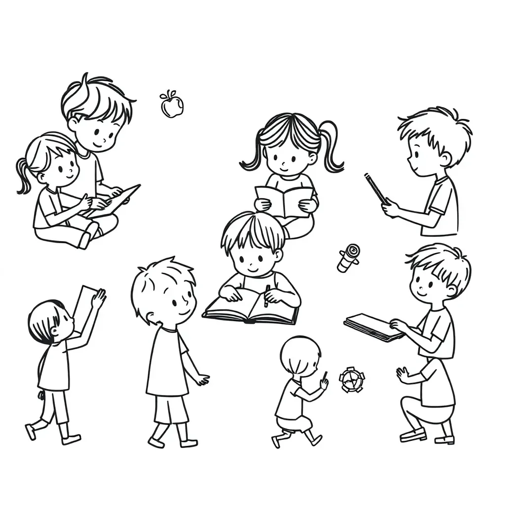 Children playing and doing activities