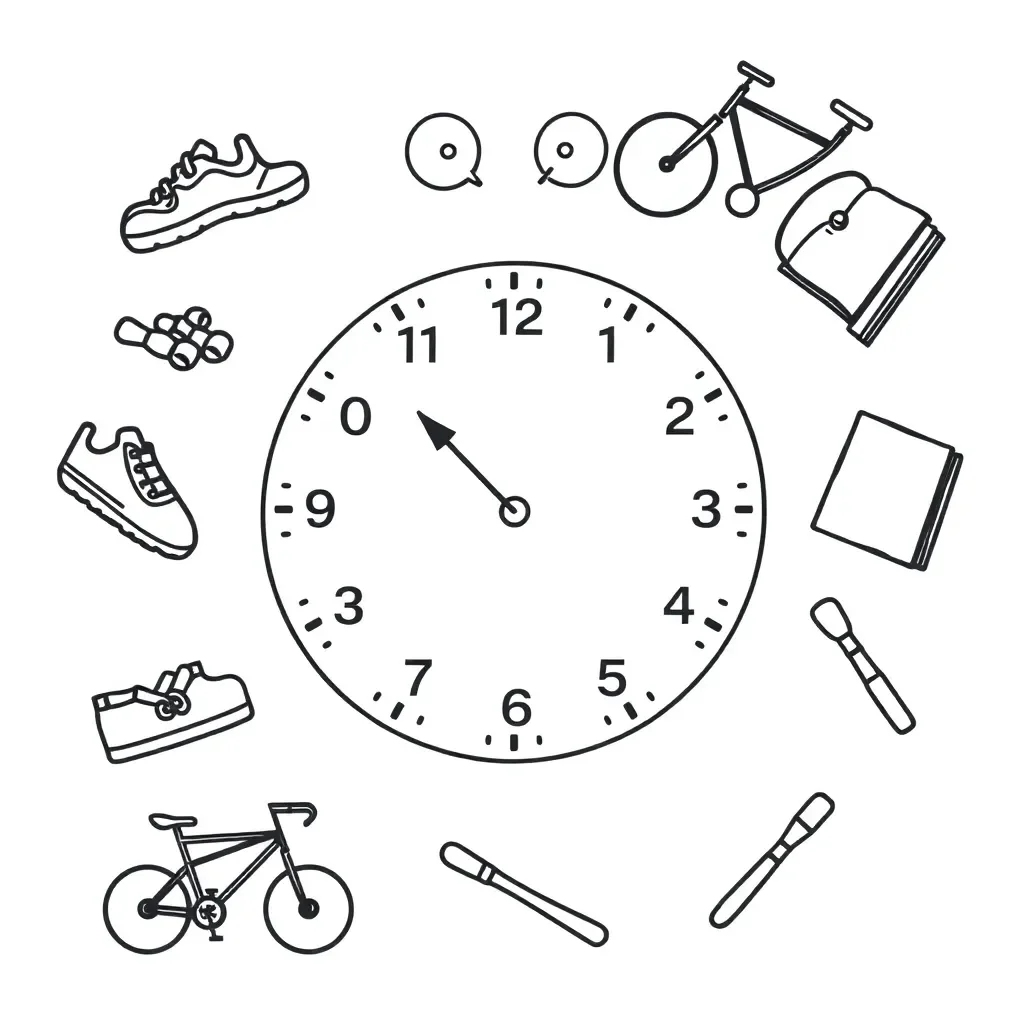 Clock showing different times representing past, present, and future