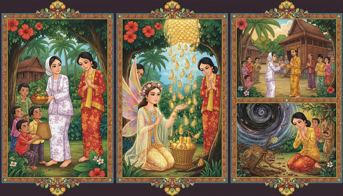 Traditional Malaysian folk tale illustration