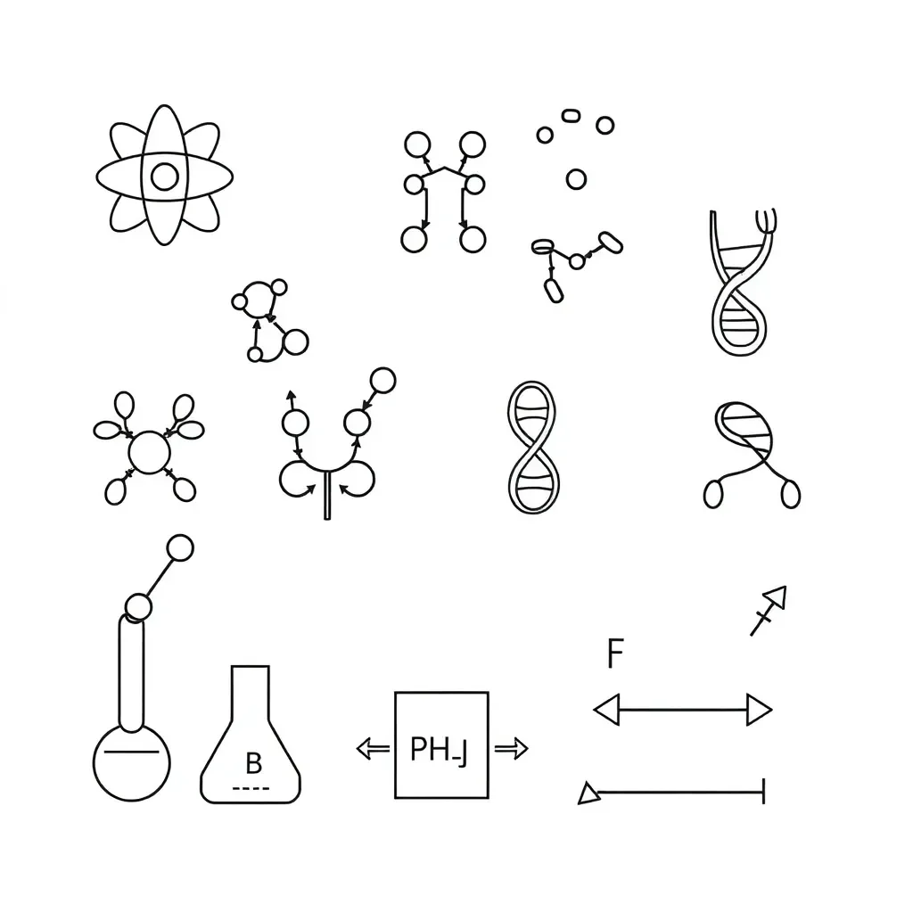 Biochemistry molecules and atoms illustration