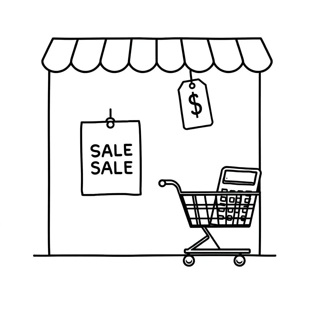 Price tag with percentage symbols