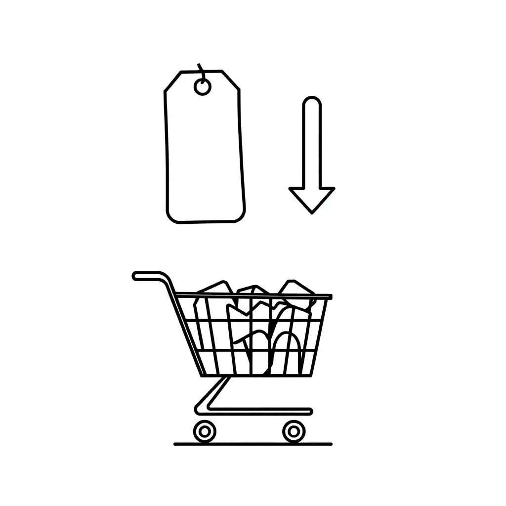 Price tags and calculator illustration