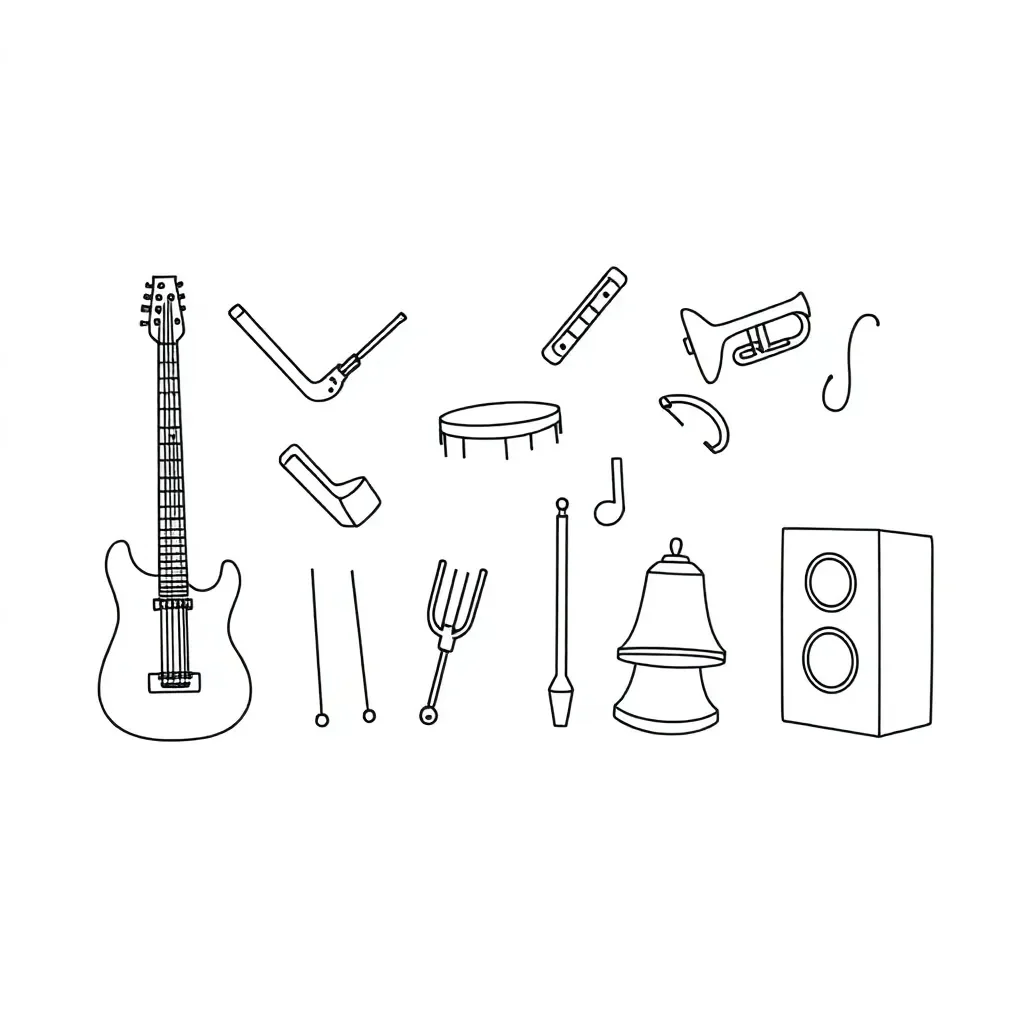Sound waves and vibrating objects illustration