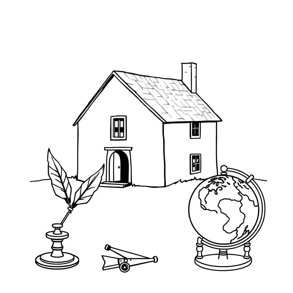 Historical documents and magnifying glass