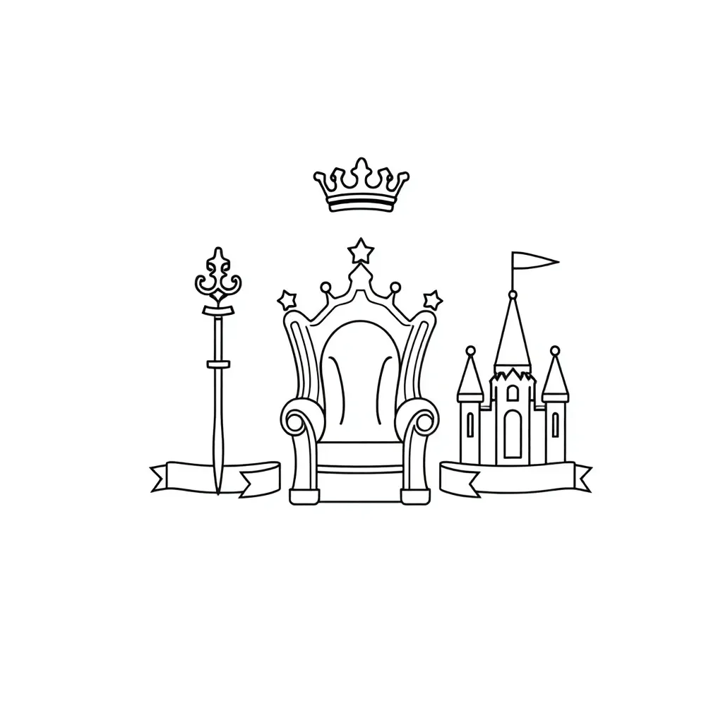 European crown and palace illustration