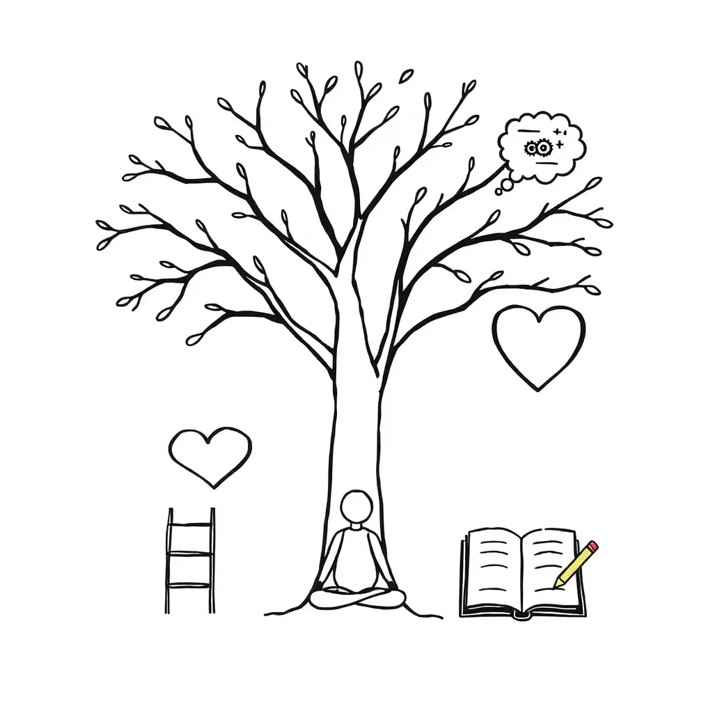 Brain with growth mindset symbols