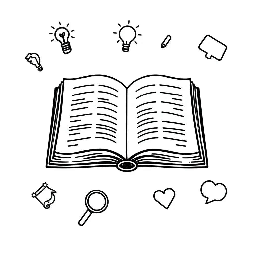 Dictionary and emotional words illustration