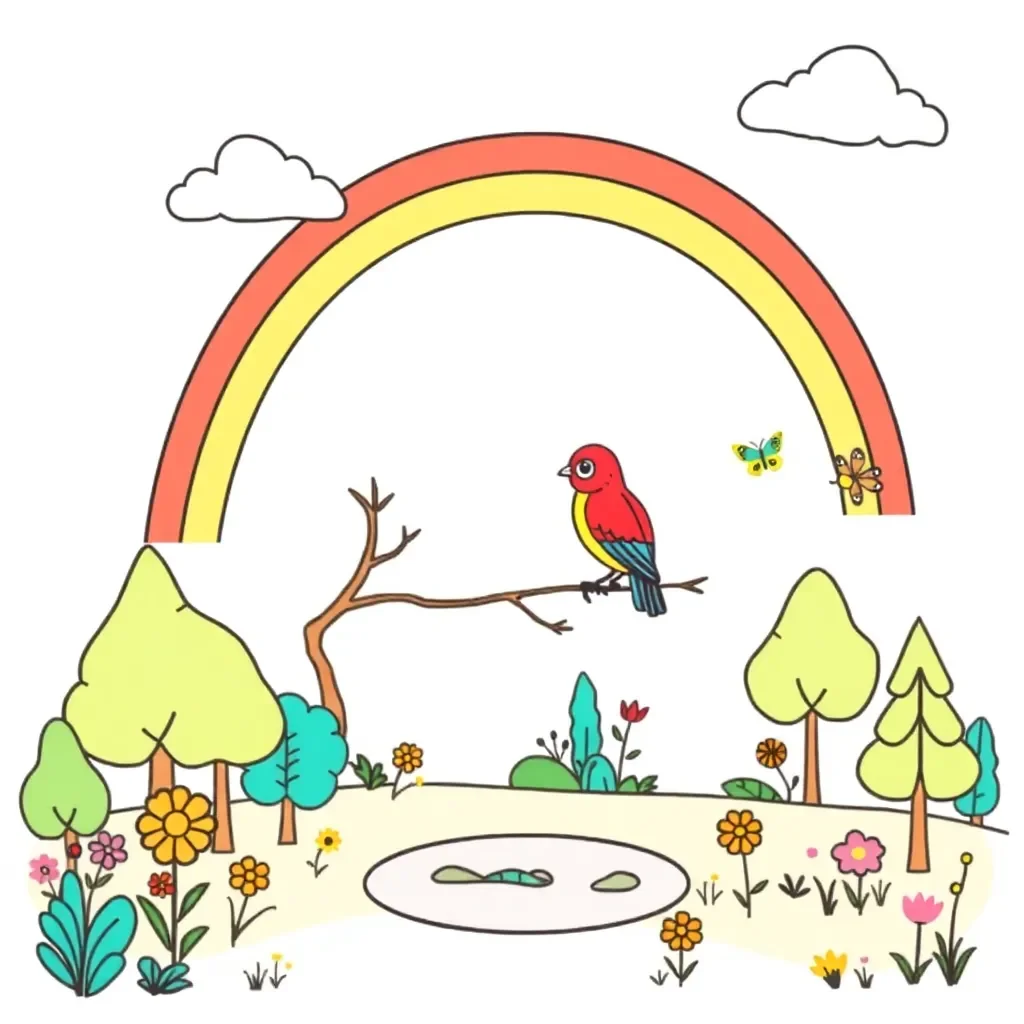 Colourful rainbow bird illustration