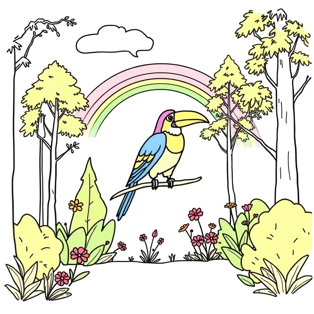 Colourful rainbow bird in a forest