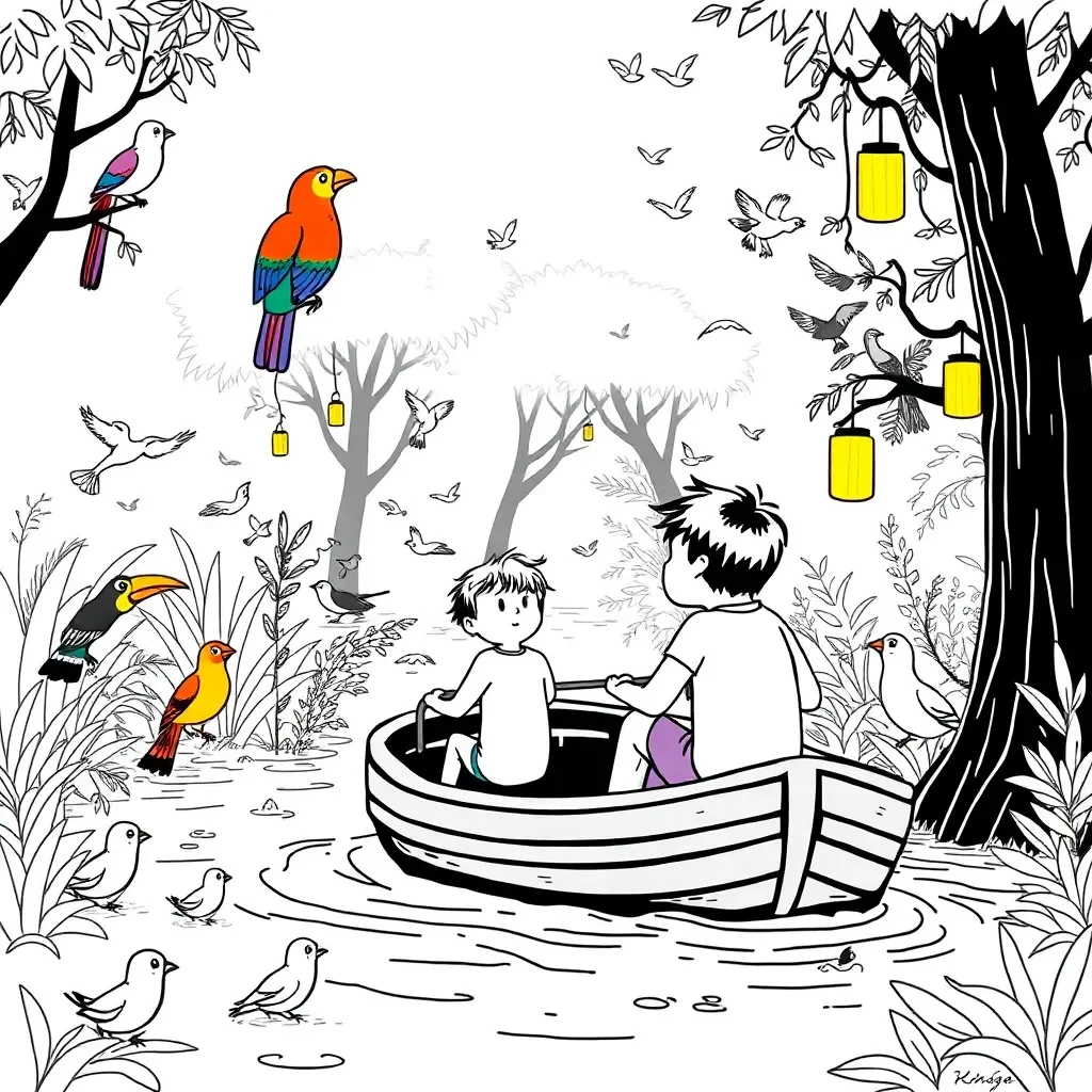 Colourful rainbow bird in a forest