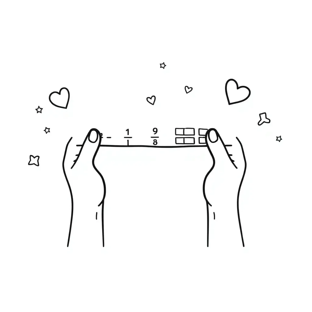 Pizza slices and fraction strips illustration