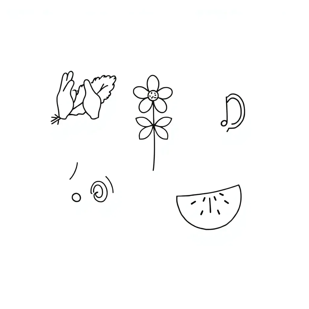 Five senses illustration with descriptive words