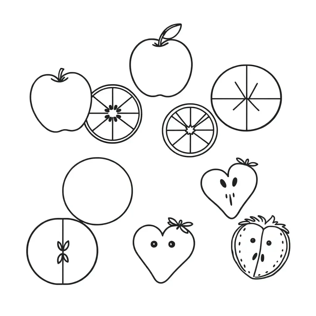 Fraction circles and shapes illustration