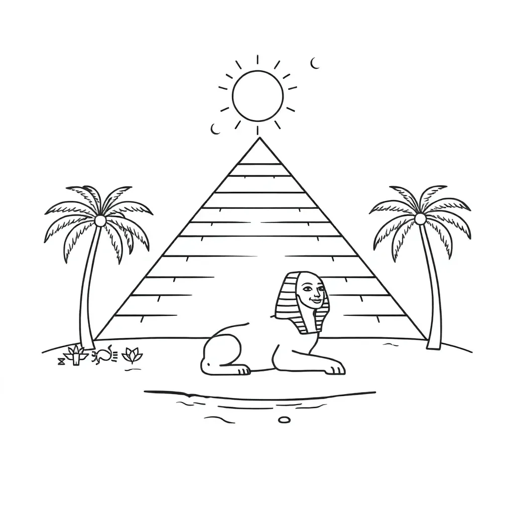 Ancient Egyptian pyramid and sphinx