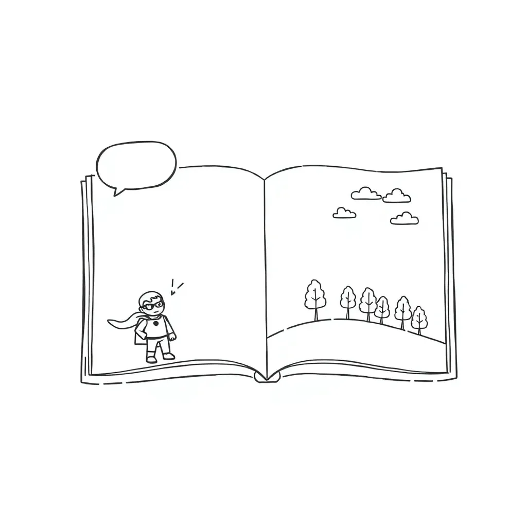 Comic book panels and speech bubbles illustration