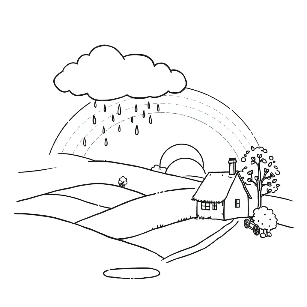 Rain clouds over UK landscape