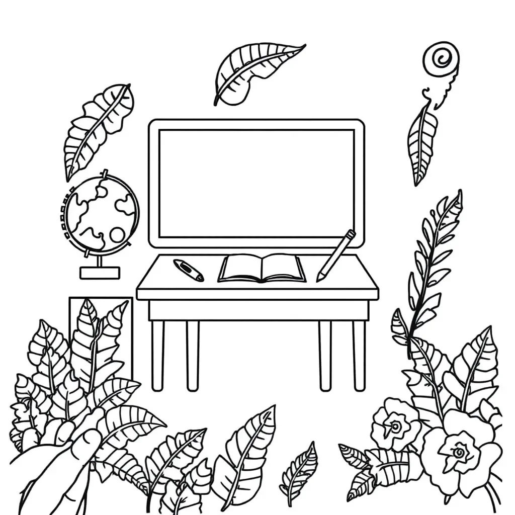 Children writing at school desks