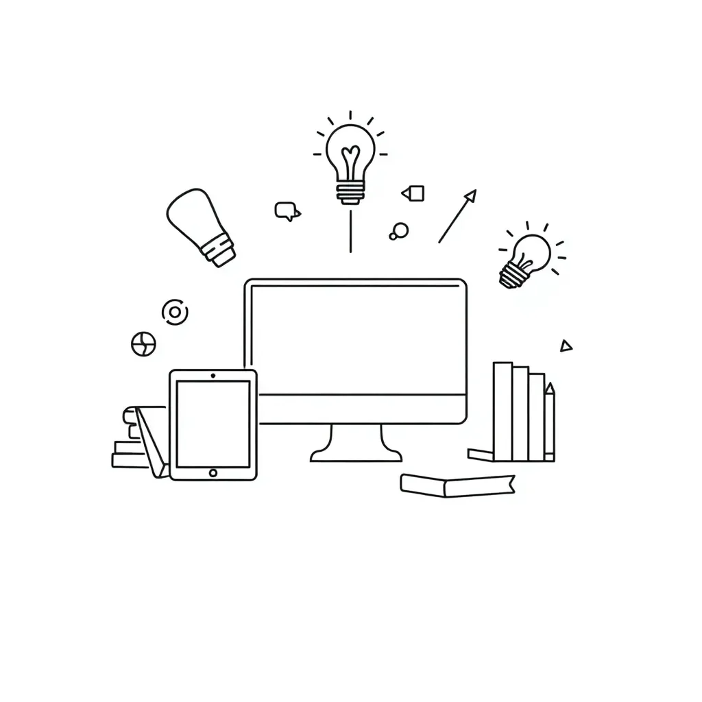 Digital vocabulary and technology icons
