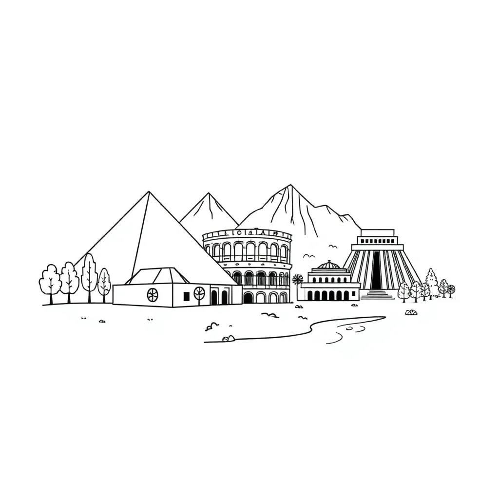 Ancient civilizations map illustration