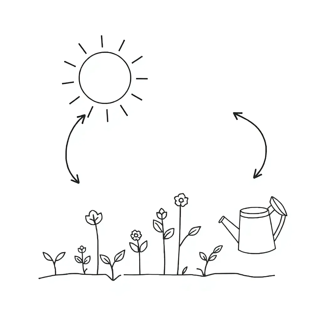 Plants growing in sunlight