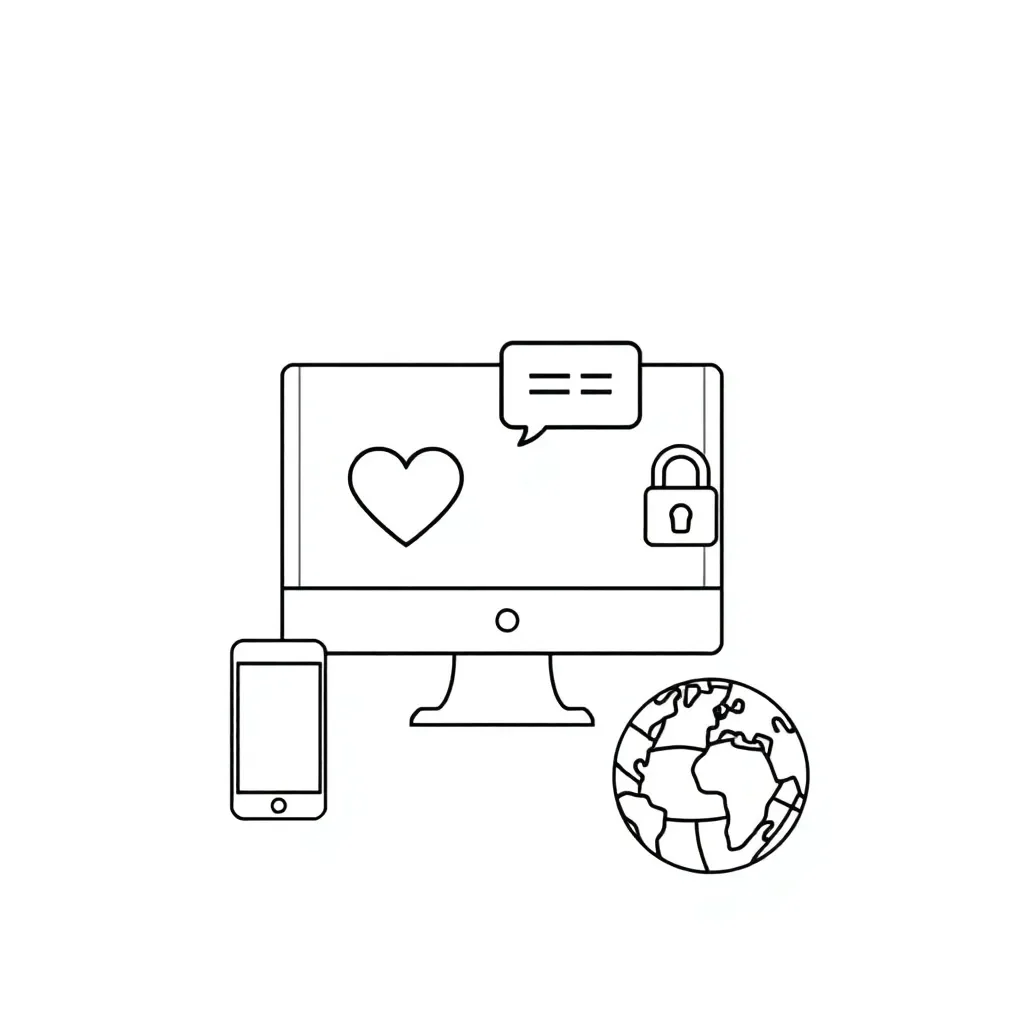 Online safety and digital relationships illustration