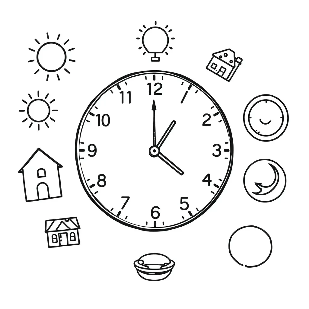 Clock with Spanish time expressions