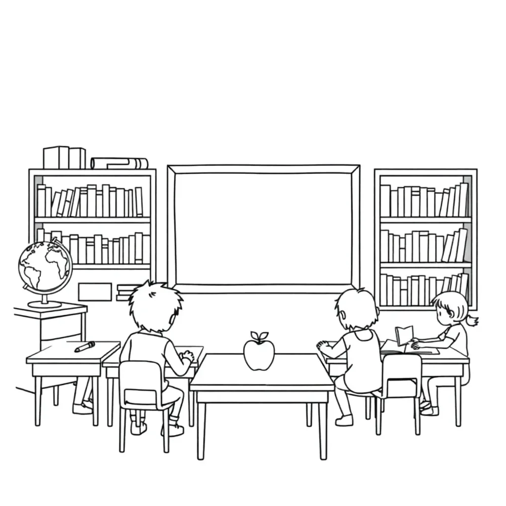 Happy children reading books