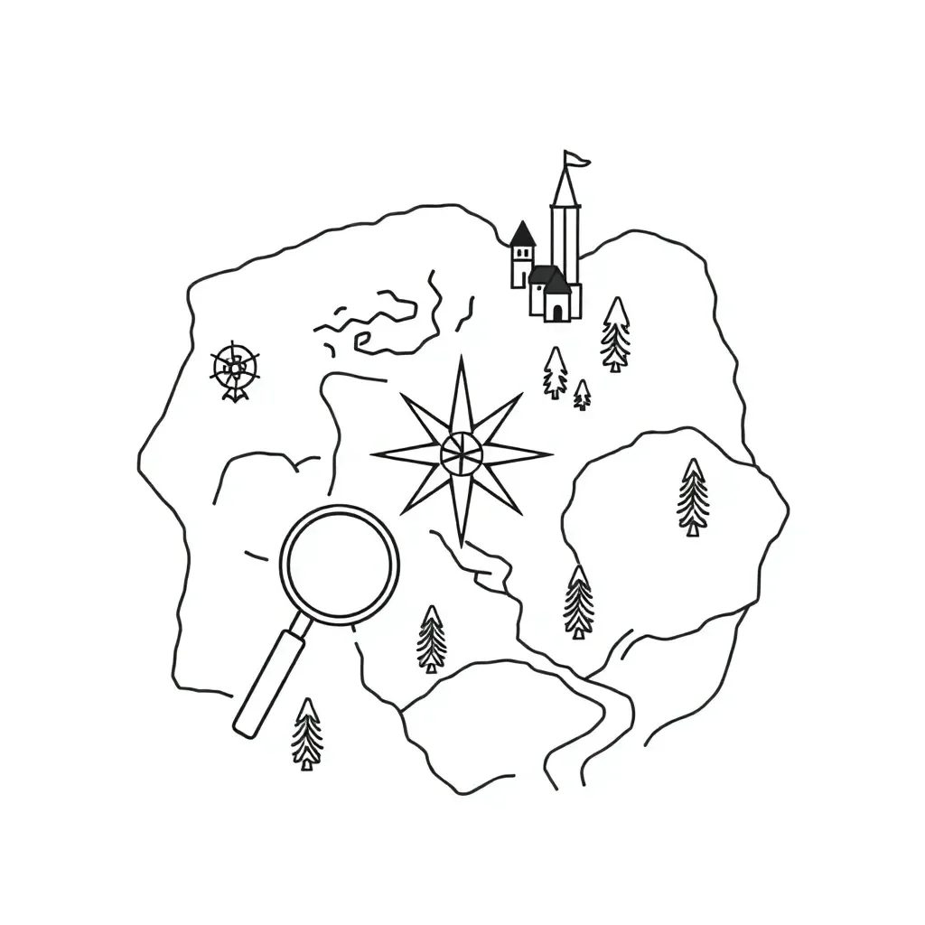 Digital map with GPS satellite illustration