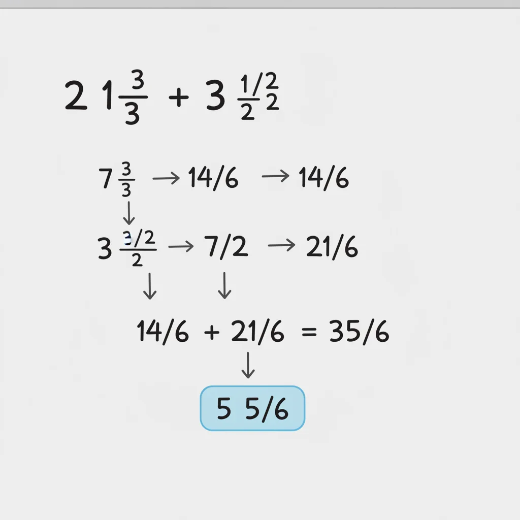 Mixed Number Addition Example