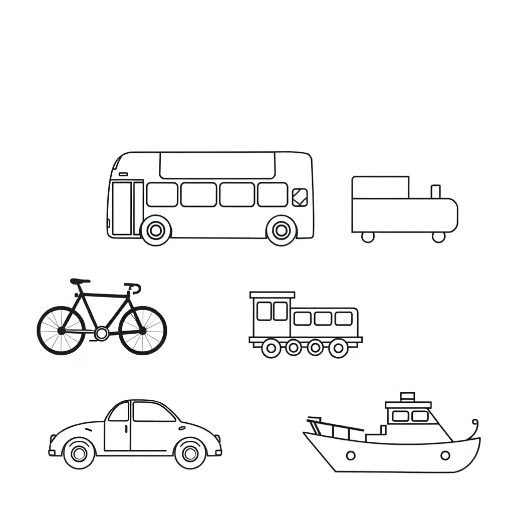 Different modes of transport illustration