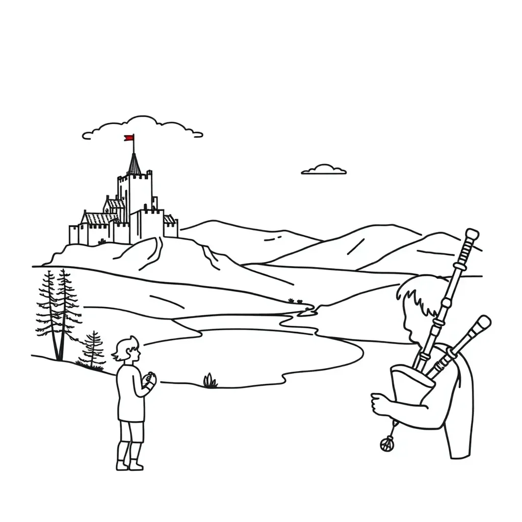Scottish landscape with castle