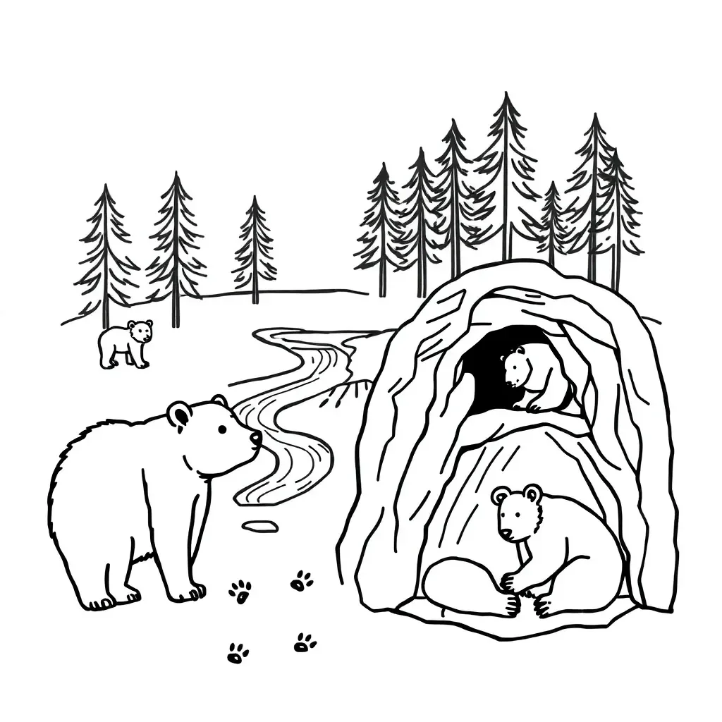 Bear life cycle illustration