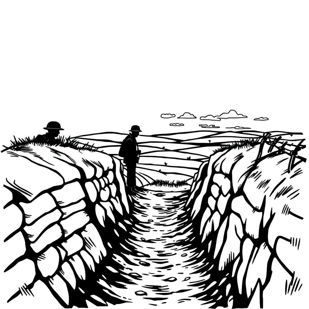 WWI trench warfare scene