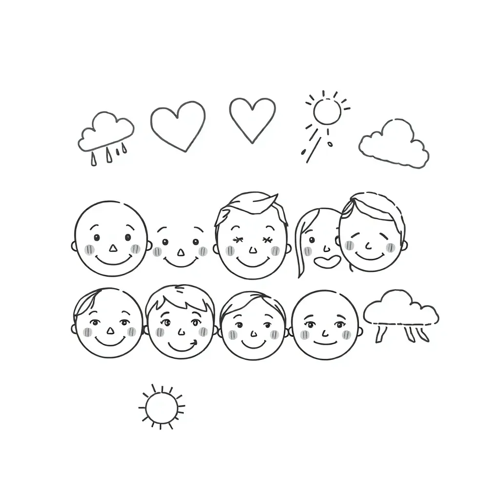 Happy children showing different emotions