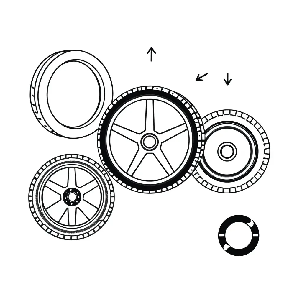 Various tyre tread patterns and skid marks