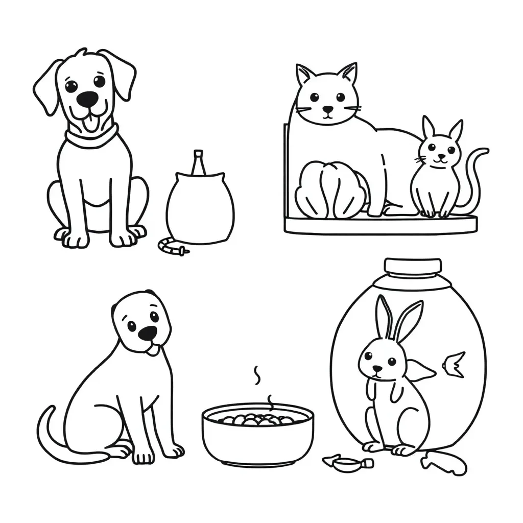 Happy pets illustration
