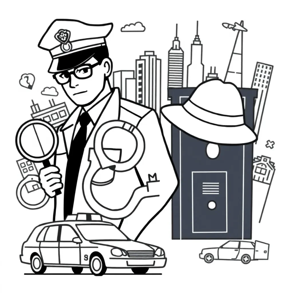Detective with magnifying glass