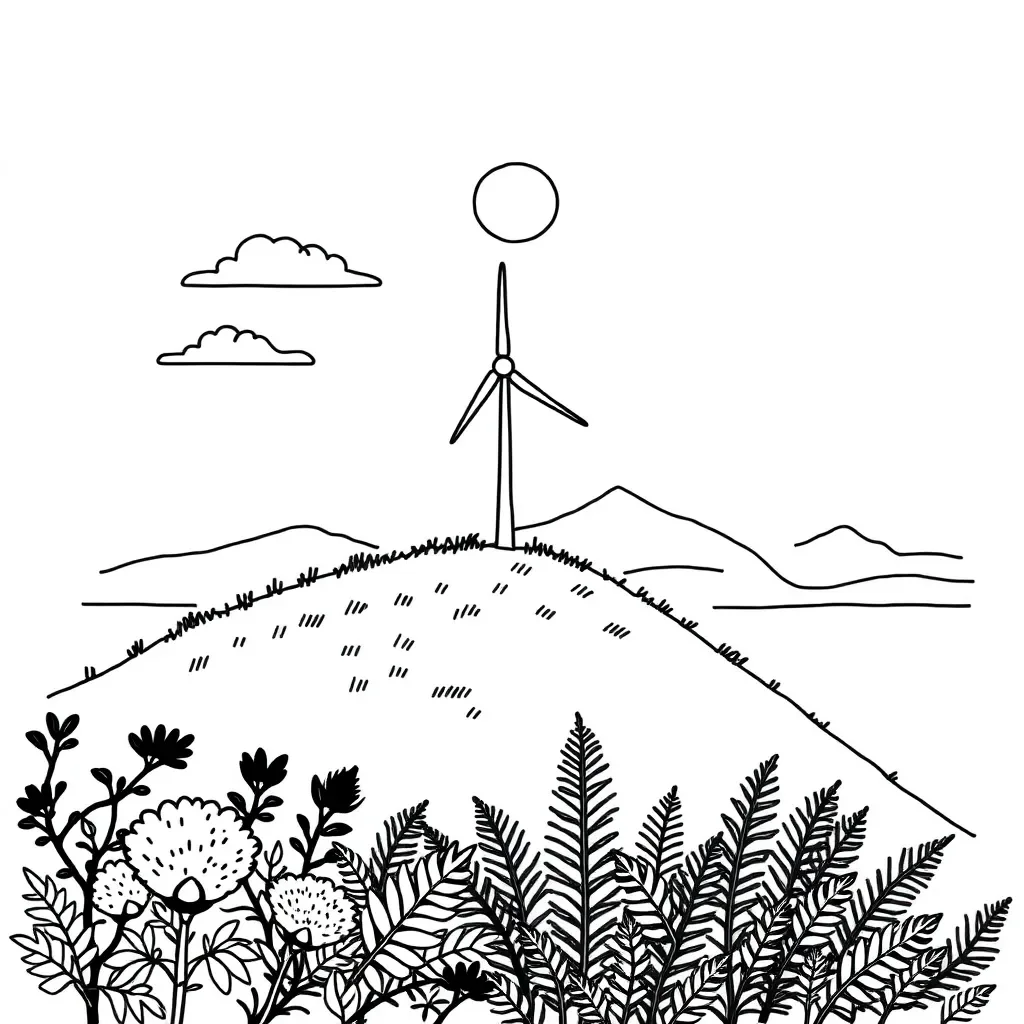 Wind turbines on a hill