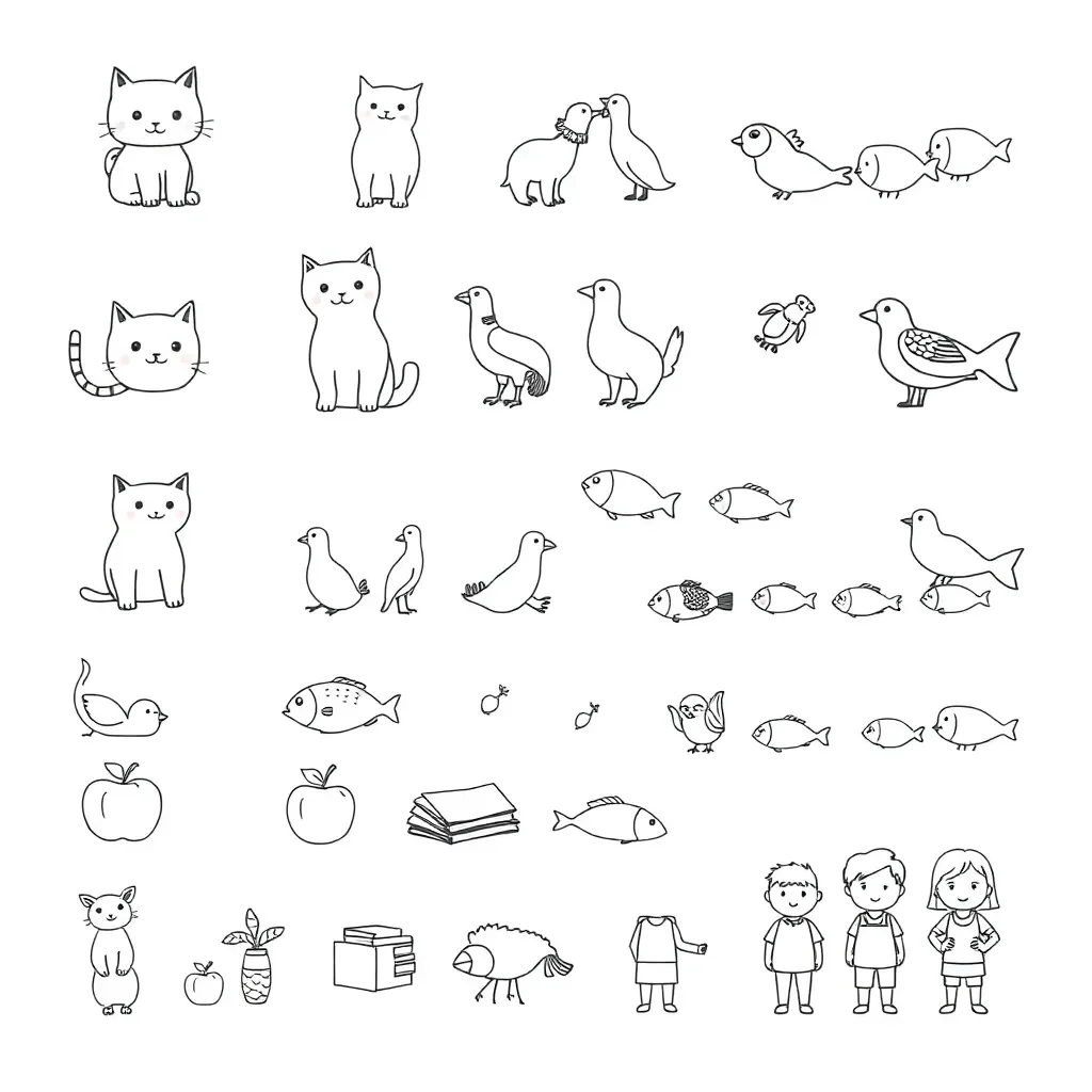 Singular and plural nouns illustration
