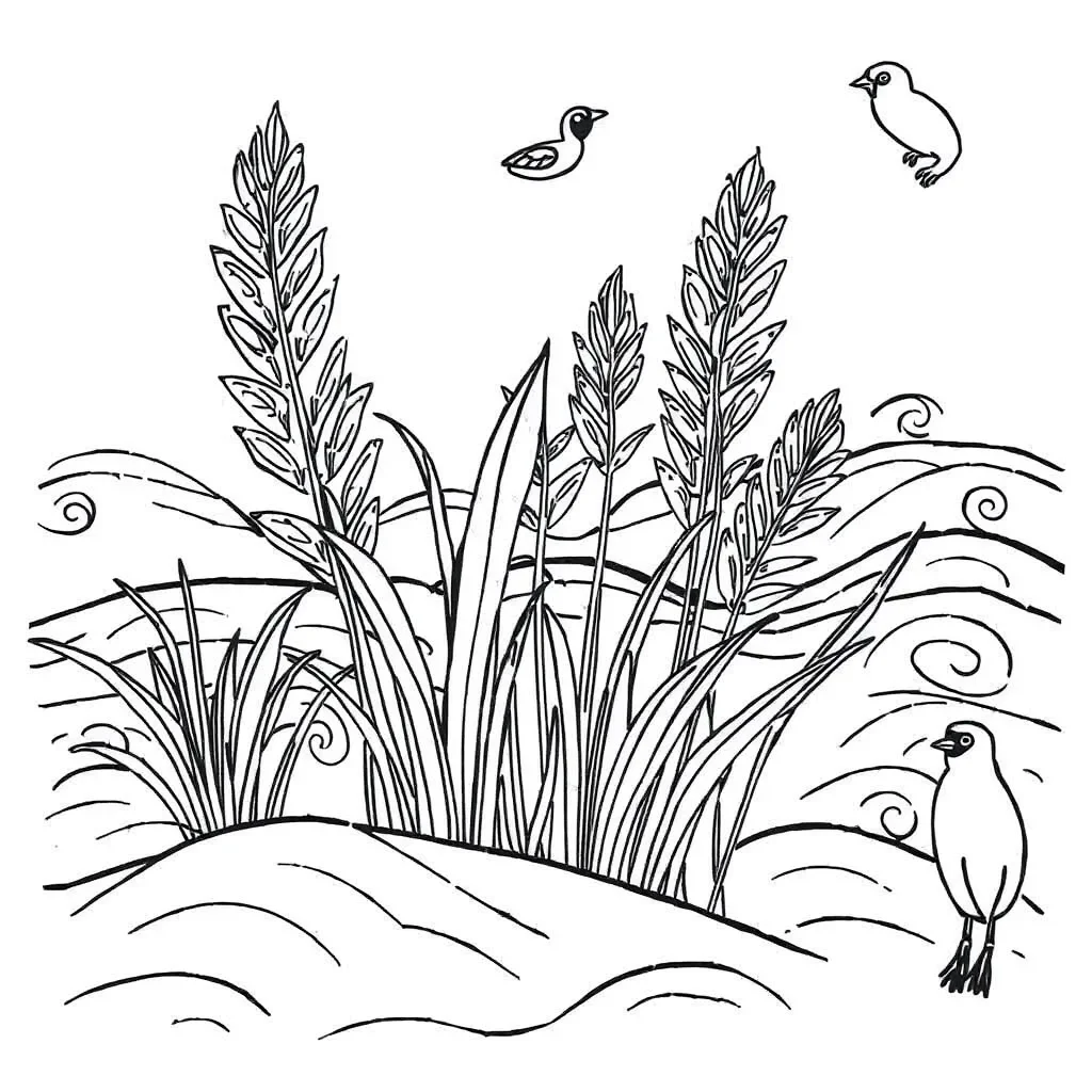 Pingao plant illustration