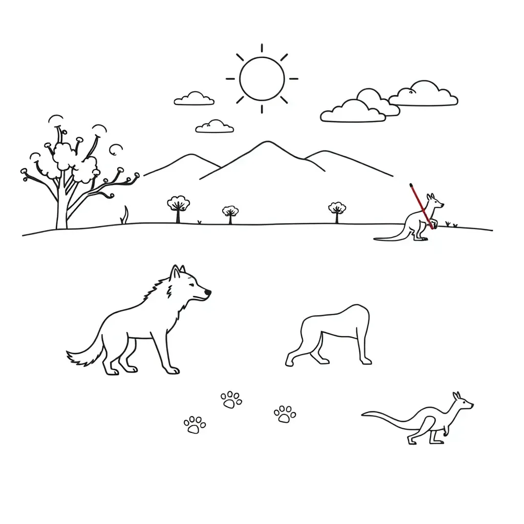 Dogs and wolves illustration