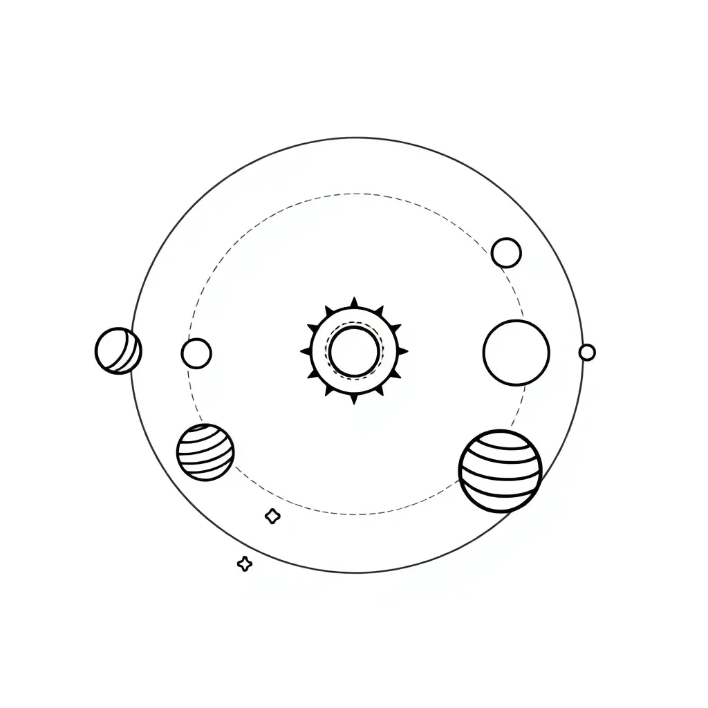 Solar system with planets and distances