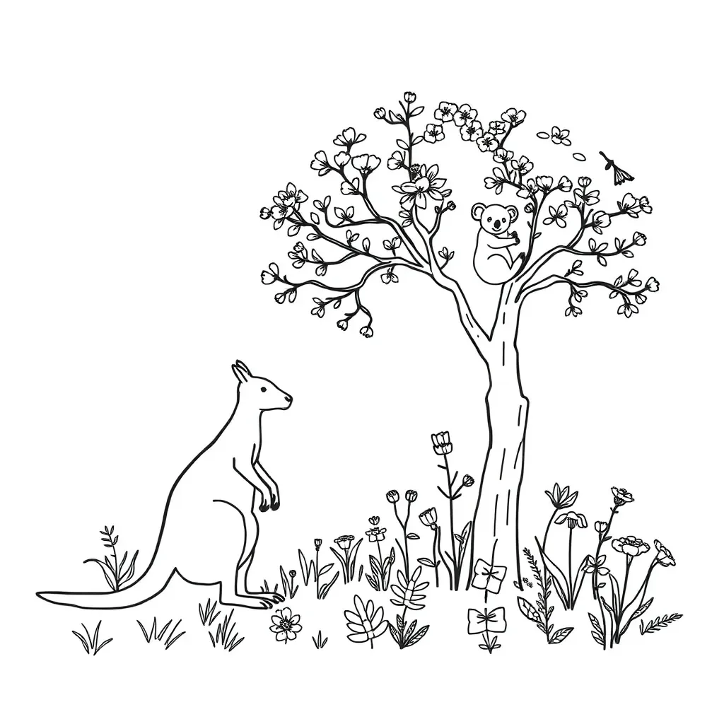 Rabbit and descriptive words illustration
