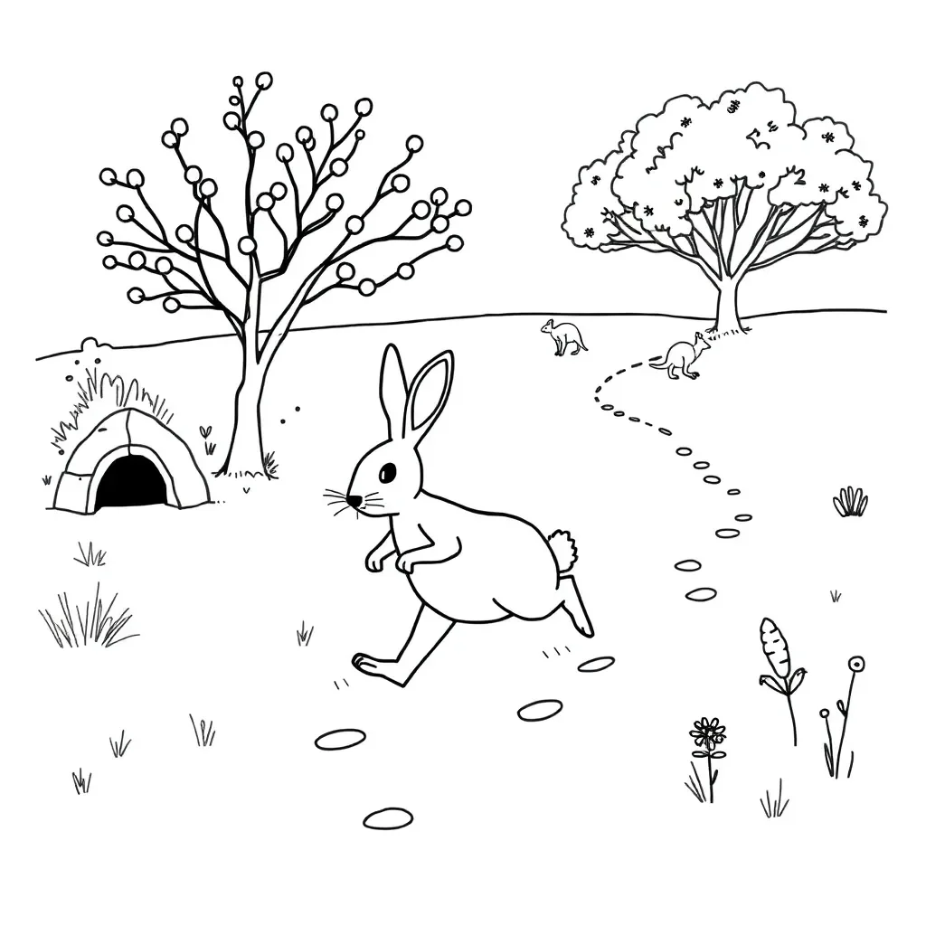 Rabbit running through a garden