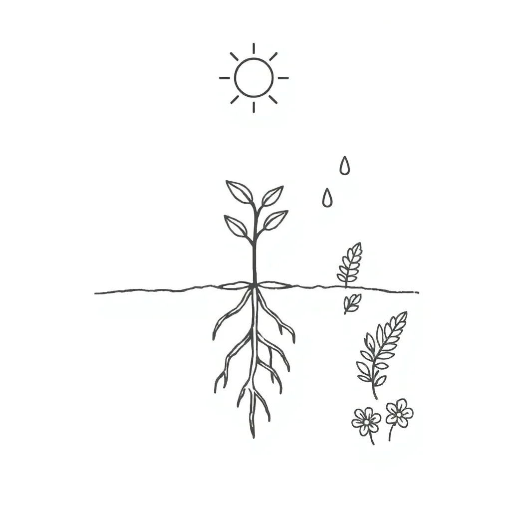 Seeds germinating illustration