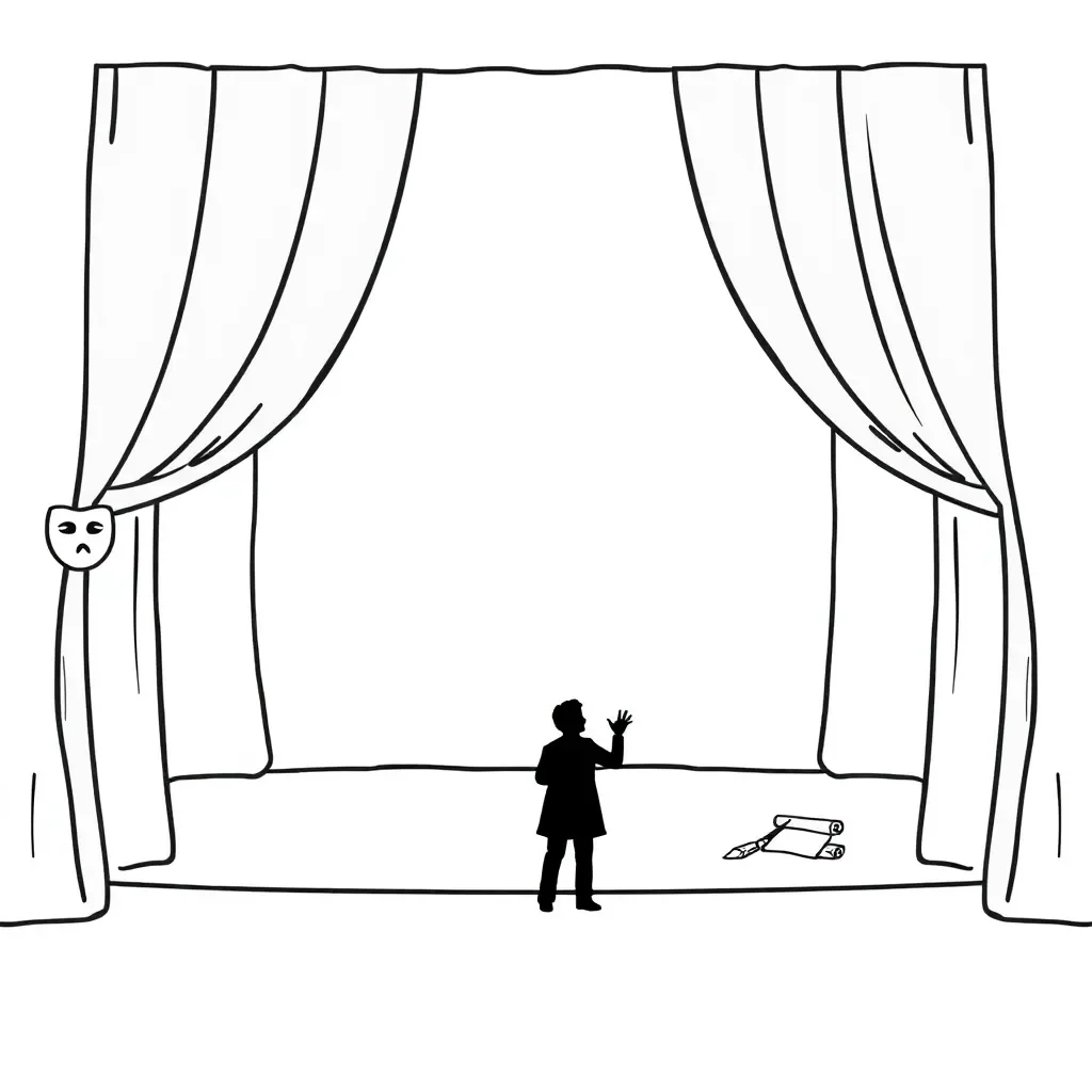 Student performing a monologue on stage