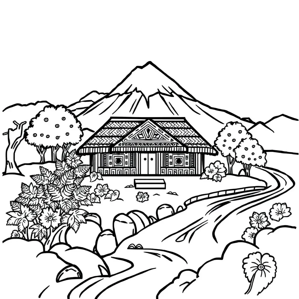 Family tree with cultural symbols