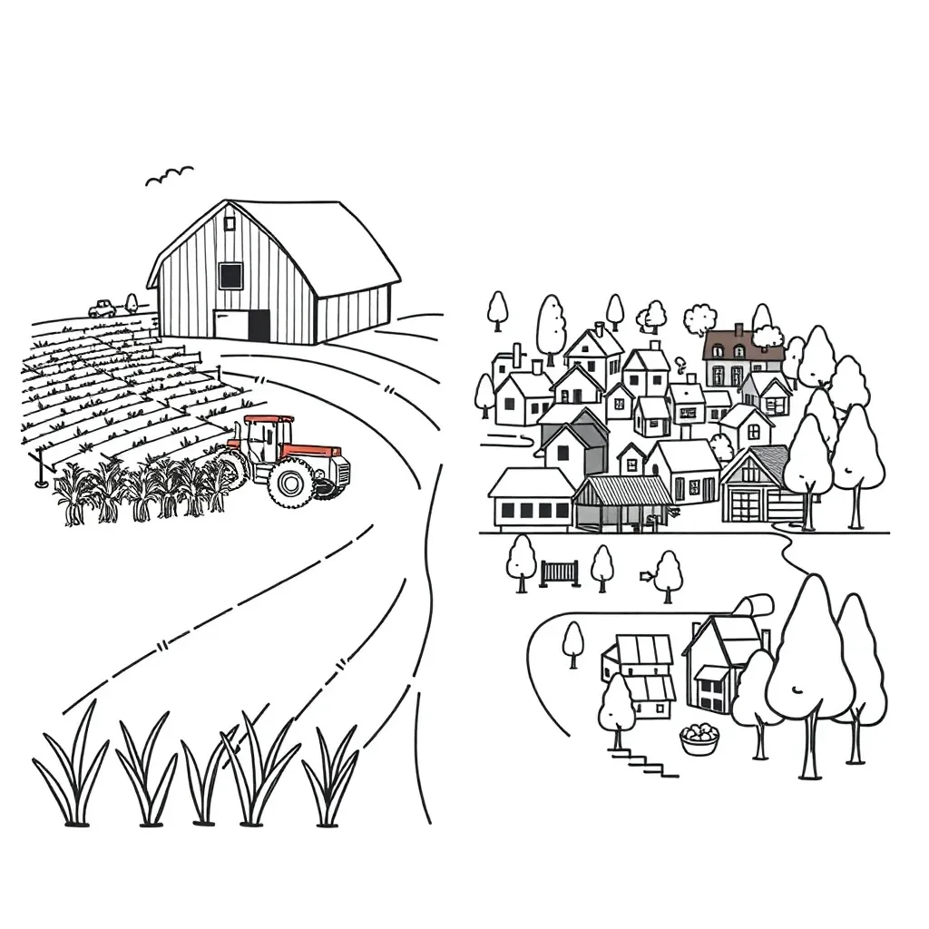 Farmers and townspeople working together