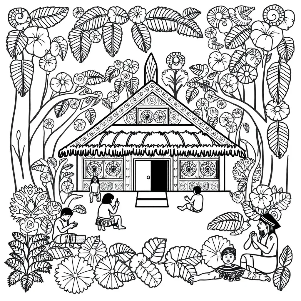 Māori family illustration